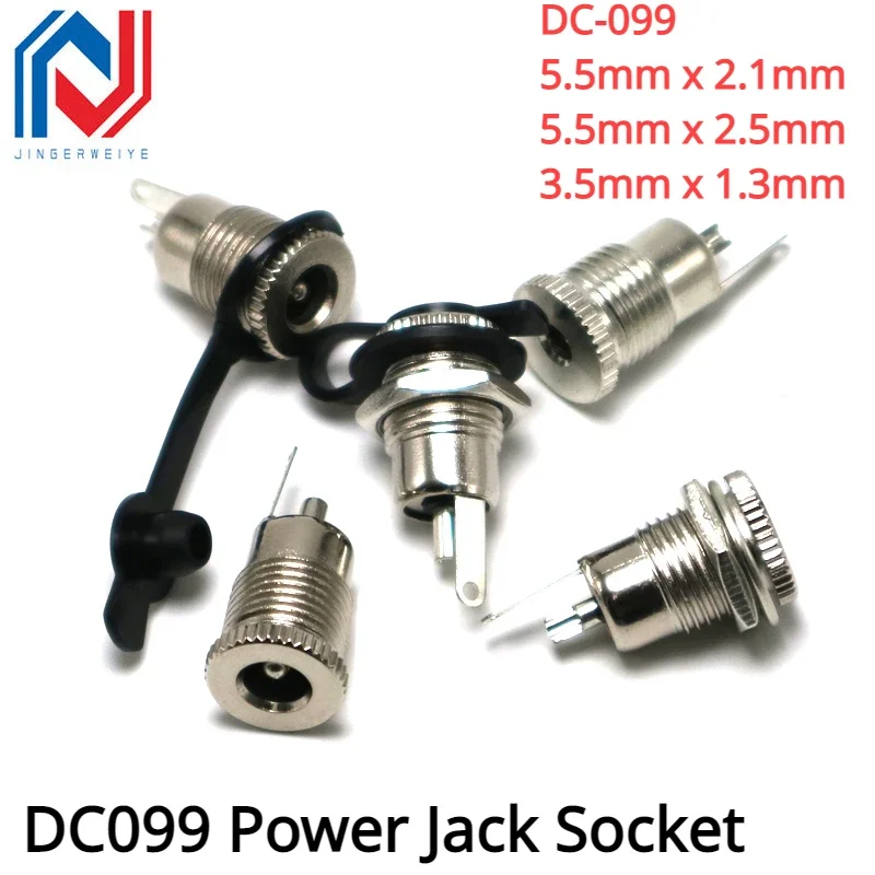 5Pcs DC-099 5.5mmx2.1mm 5.5x2.5mm 3.5x1.3mm DC Power Jack Socket DC099 Female Panel Mount Connector Metal 5.5*2.1 5.5*2.5