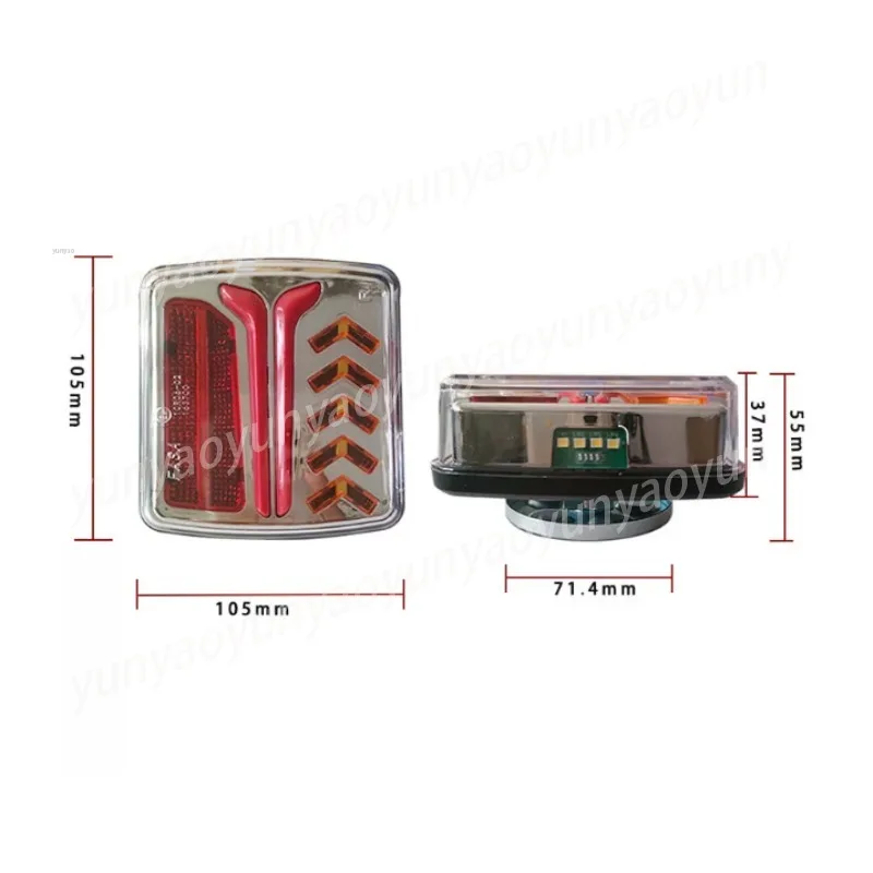 Wireless LED Trailer Tail Light Rechargeable 12V 24V Waterproof Signal Lamp