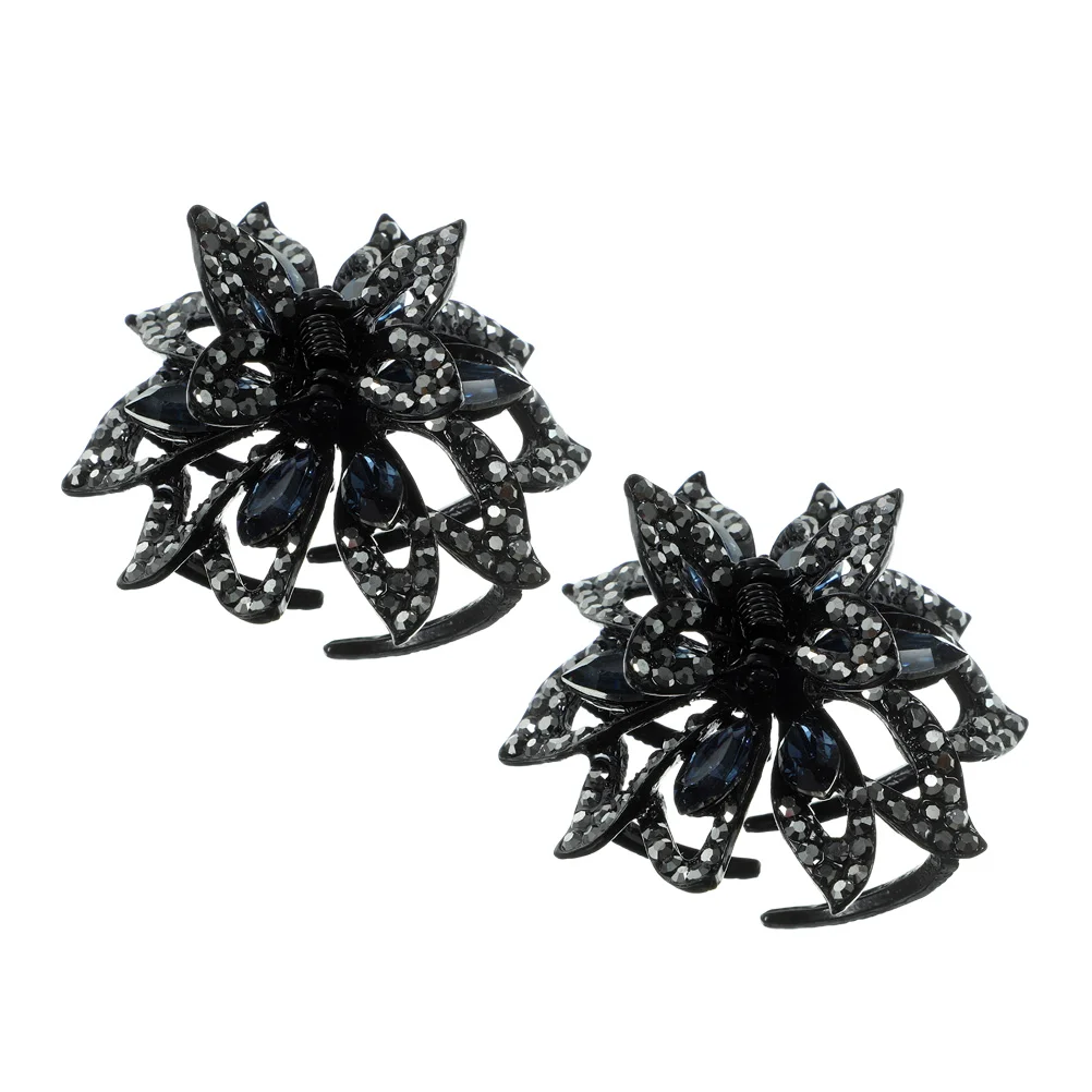 2 Pcs Rhinestone Clip Hair Jaw Clips for Girl Thick Claw Decorative Women Korean Version