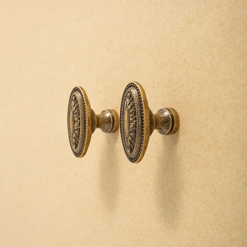 Brass Wardrobe Drawer Knobs American Retro Oval Furnitue Handle and Knob Bronze Kitchen Cabinet Door Handles Furniture Pulls Diy