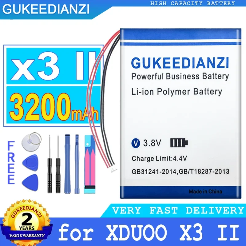 GUKEEDIANZI 음악 플레이어 대용량 배터리, XDUOO X3 1th 1 II 2, 2600mAh, 3200mAh