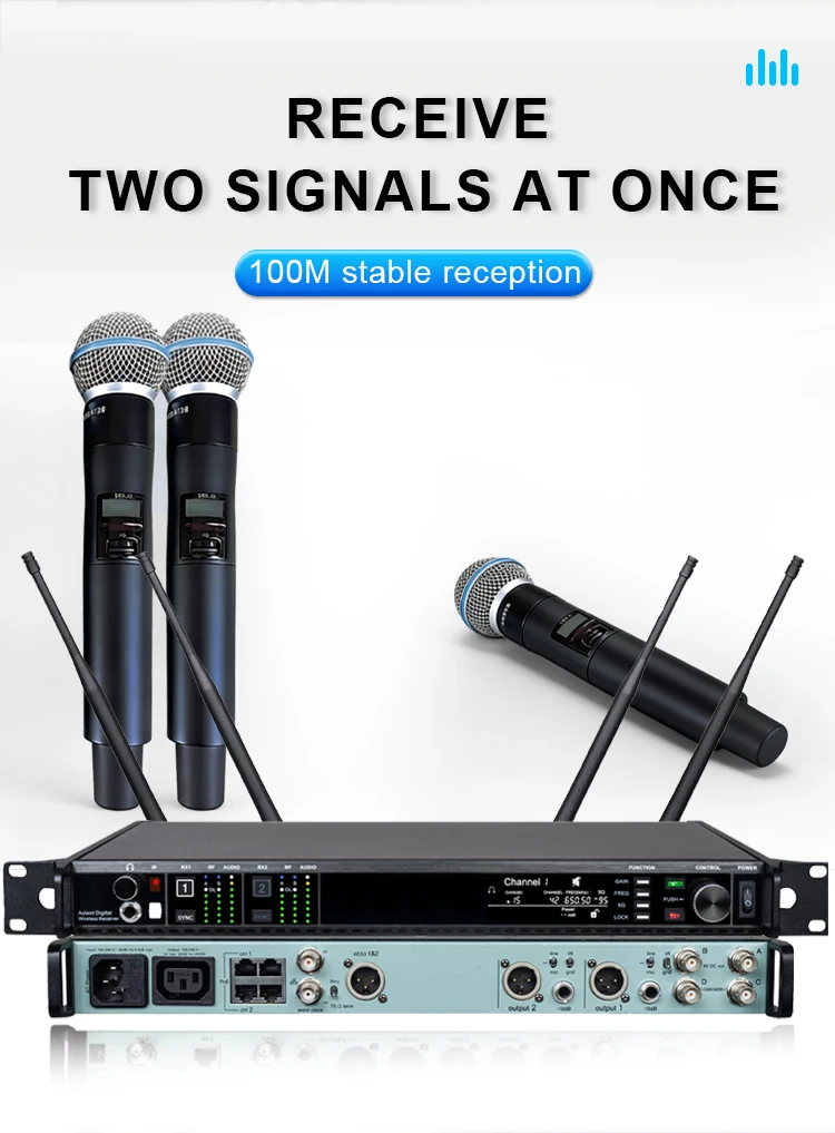 Paulkitson AD4D Digitales drahtloses Mikrofonsystem 1:1 True Diversity Dual-Channel KSM11 KSM9 KSM8 500/600/900 MHz für die Bühne – Detail 7