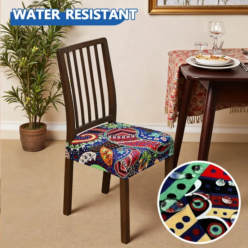 Waterproof Chair Cover Printed Multi-Color Splash-Proof Elastic Seat Cover Tongue Buckle Non-Slip Universal Chair Protector