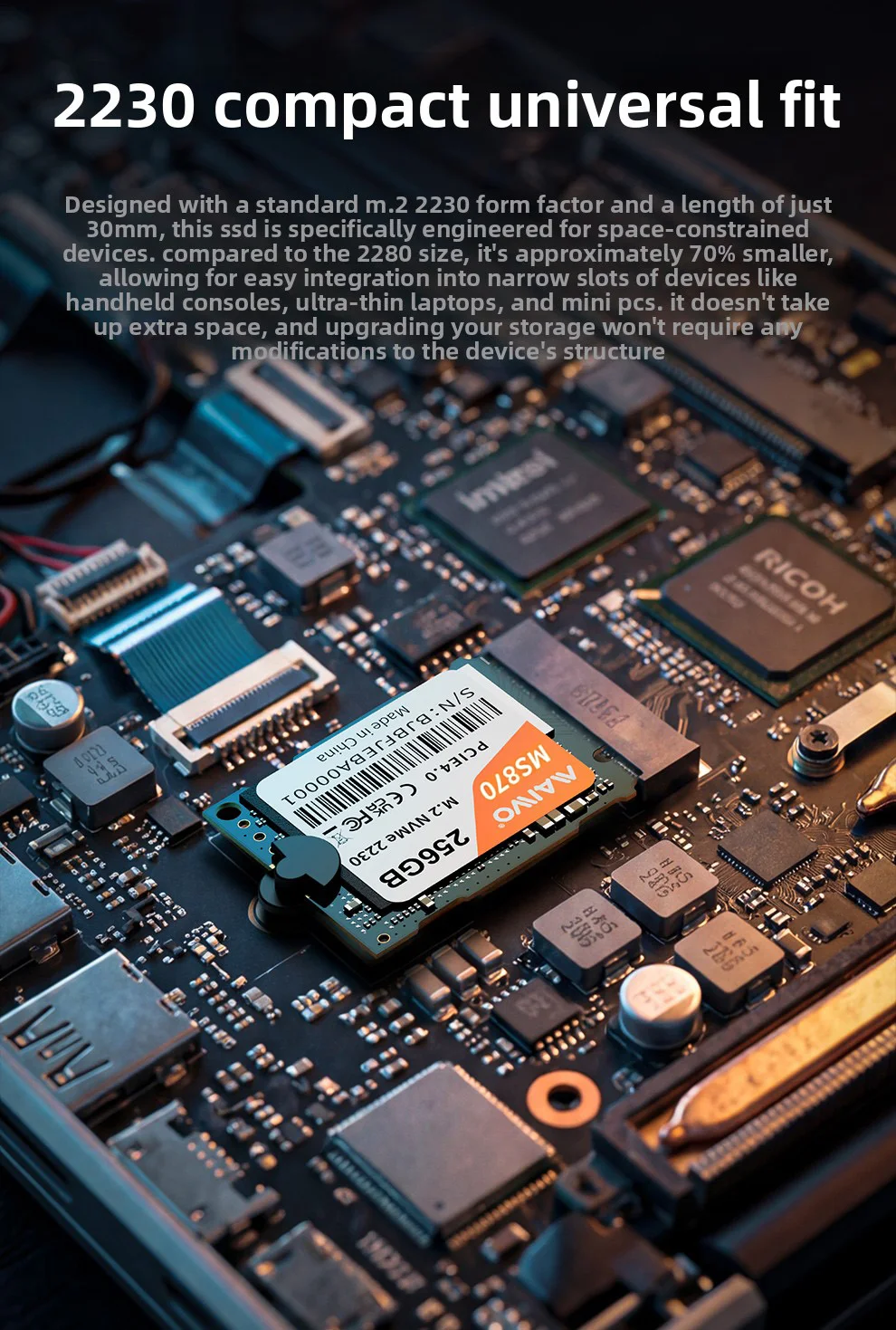 MAIWO M.2 2230 SSD 256GB NVMe PCIe 4.0x4 Gen4 Interne Festplatte Bis zu 4600MB/s NVME SSD Interne Solid-State-Laufwerke für PC Laptop – Detail 5