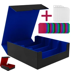 Trading Cards Storage Box PU Leather Commander Card Deck Case 4 Rows Magnetic Closure Card Holder Fits for Magic Game Cards