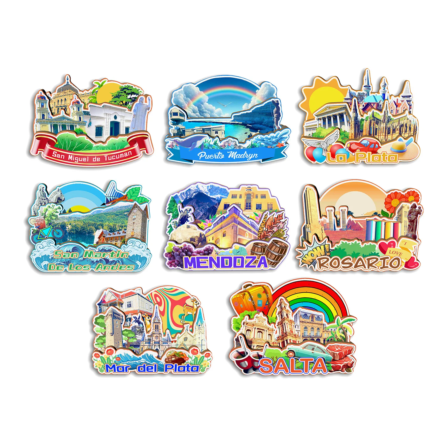 Salta Mar Del Plata Rosario San Martin De Los Andes La Plata Пуэрто Мадрин Аргентина Магнит на холодильник Путешествия Сувенир Подарок
