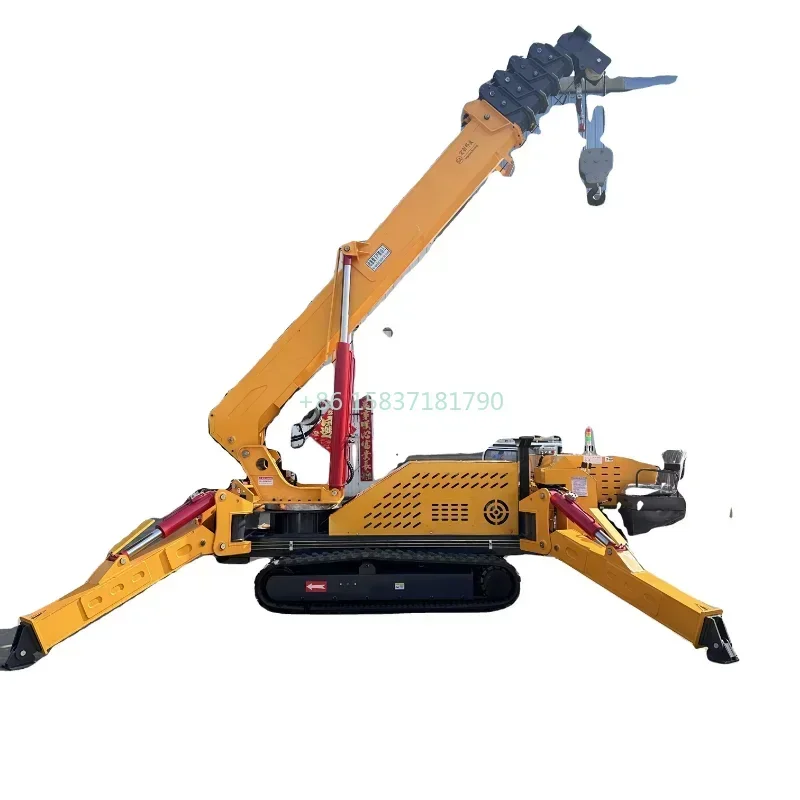 Glass Lifting Spider Crane Machine Electrical Construction Mobile Portable 3 5t Mini Crawler Spider Crane with Telescopic Boom