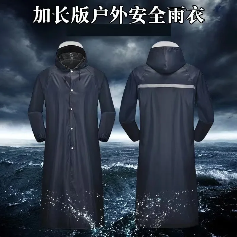 Men\'s Waterproof Raincoats Fashion Adults Long Hooded Thicken Double Layer Rain Jacket Outdoor Hiking Fihing Camping Rain Poncho