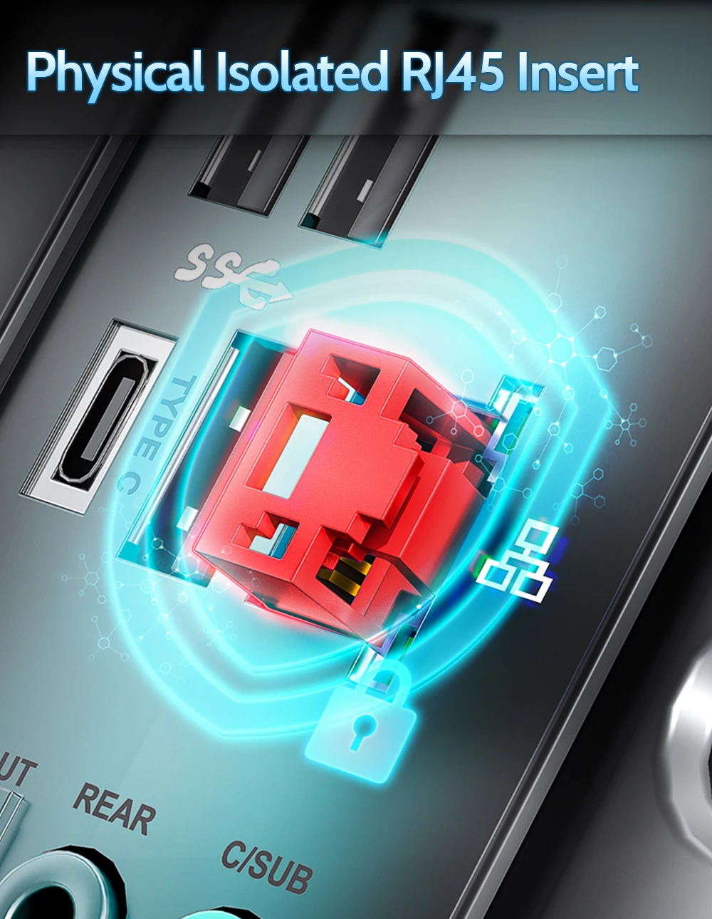 AMPCOM RJ45-Einsatzschloss mit Schlüssel, staubdichter Netzwerkstecker mit physischer Anti-Datenlecksicherung für Switch, Router, Rechenzentrum – Detail 2
