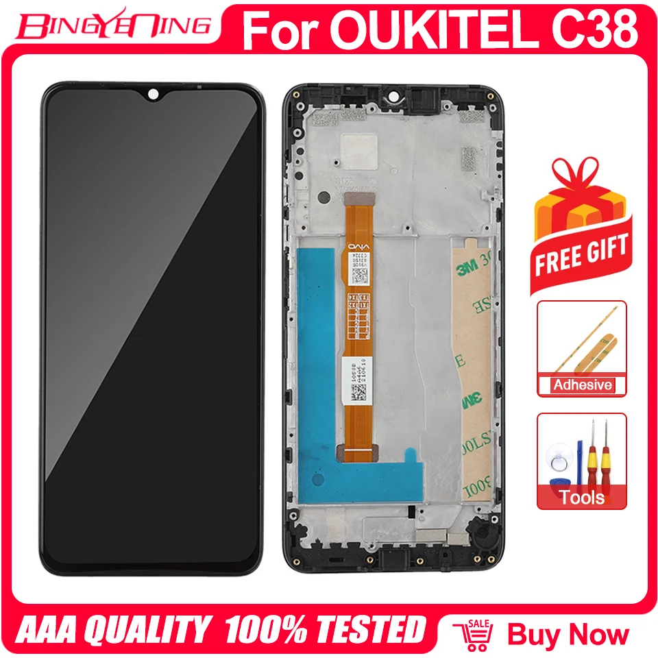 Original For 6.6 Inch Oukitel C38 LCD&Touch Screen Digitizer Display Screen With Frame Module Accessories Assembly