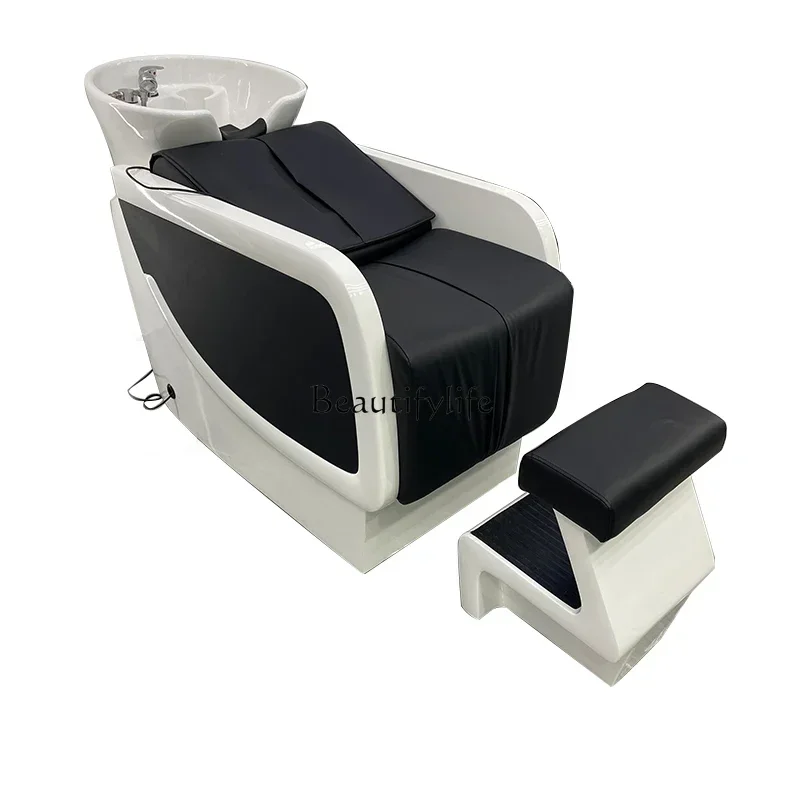 

lx29Electric Massage Lying Half Flushing Bed Hair Salon Ceramic Basin Barber Shop Shampoo Chair