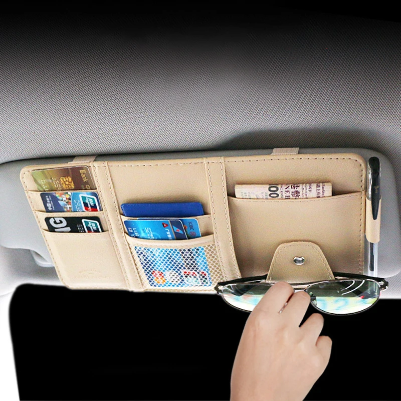 1PC Car Sun Visor Organizer Multi-Pocket Auto Interior Accessories Pocket Organizer Car Document Storage Pouch Pen Holder