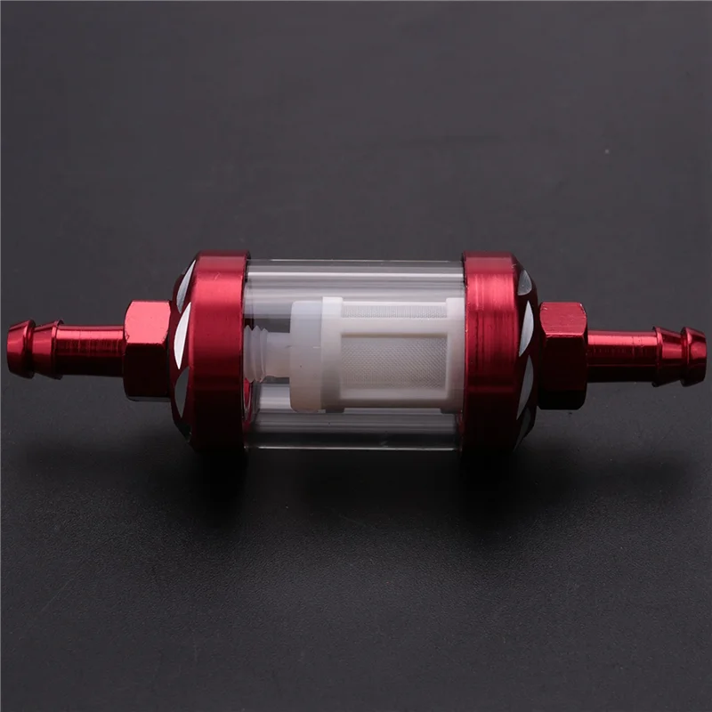 

A03Q-4X Aluminum Alloy Glass Motorcycle Gas Fuel Gasoline Oil Filter Moto Accessories For Atv Dirt Pit Bike Motocross Red