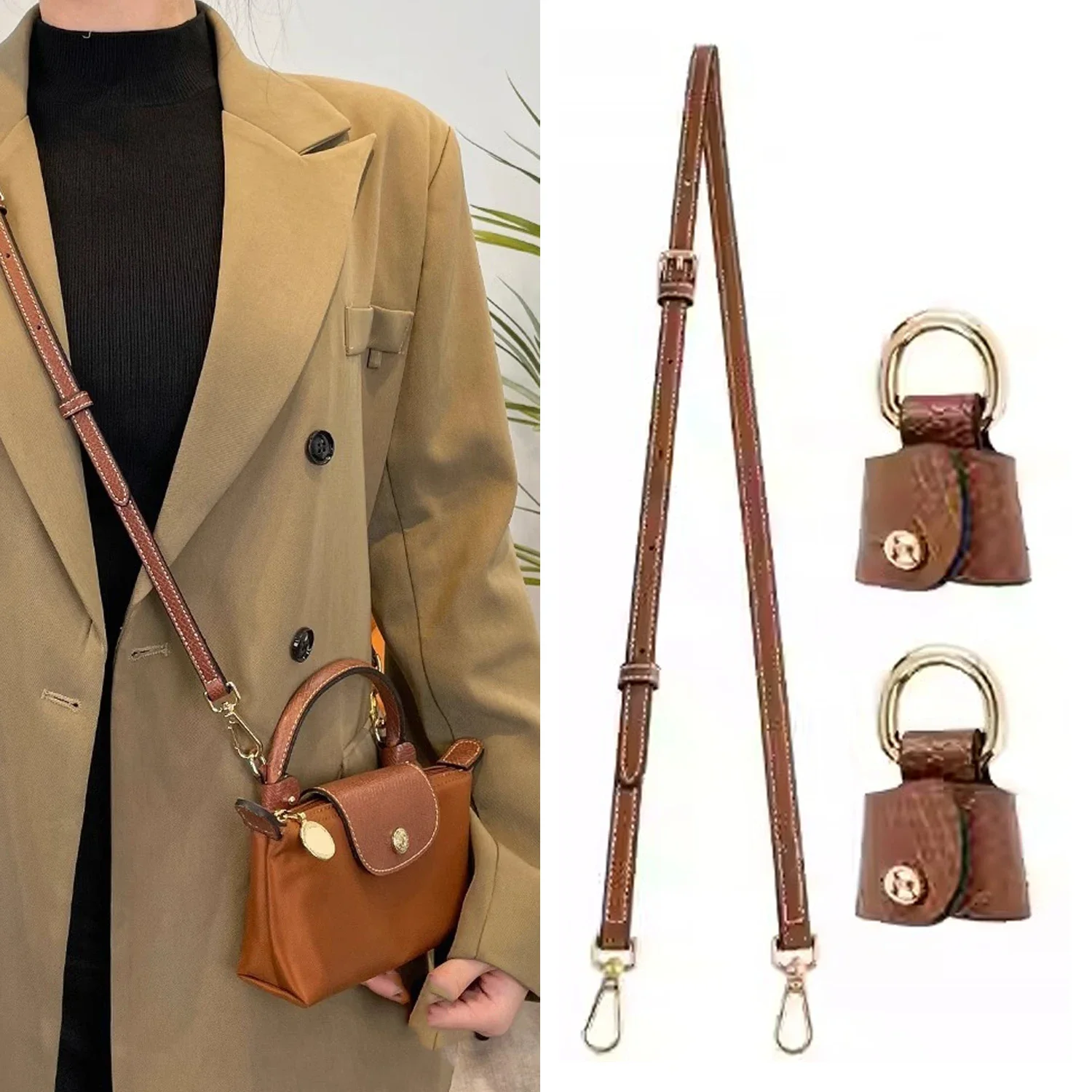 3Pcs/Set Bag Strap For Longchamp Mini Bag Free Punching Modification Transformation Accessories for Mini Bag Shoulder Strap