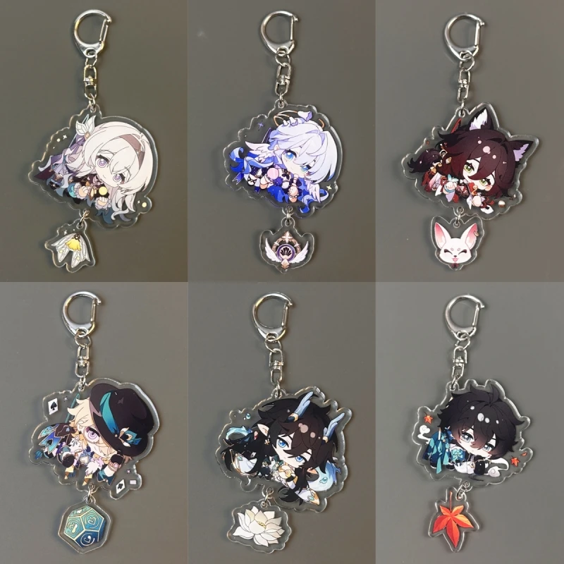 Cartoon Game Honkai Impact: Star Trail Robin Aventurine Black Swan Glitter Cosplay Costume Anime Keychain Keychain Accessories