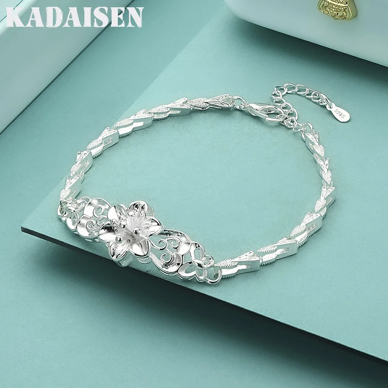 

Wholesale Cute Noble Women Lady Beautiful Chain 925 Sterling Silver Flower Fashion Wedding Lady Bracelet Jewelry