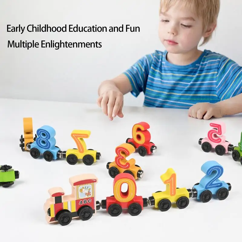 Number Train Toys Wooden Educational Magnetic Number Train Board Game Funny Fine Motor Skills Educational Toys For Kids Child Bo