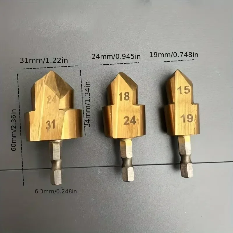 3 pezzi di sollevamento PPR, punta da trapano a gradini, strumento di collegamento per tubi dell'acqua con codolo esagonale 20/25/32mm, punte da trapano per alesatura di tubi dell'acqua