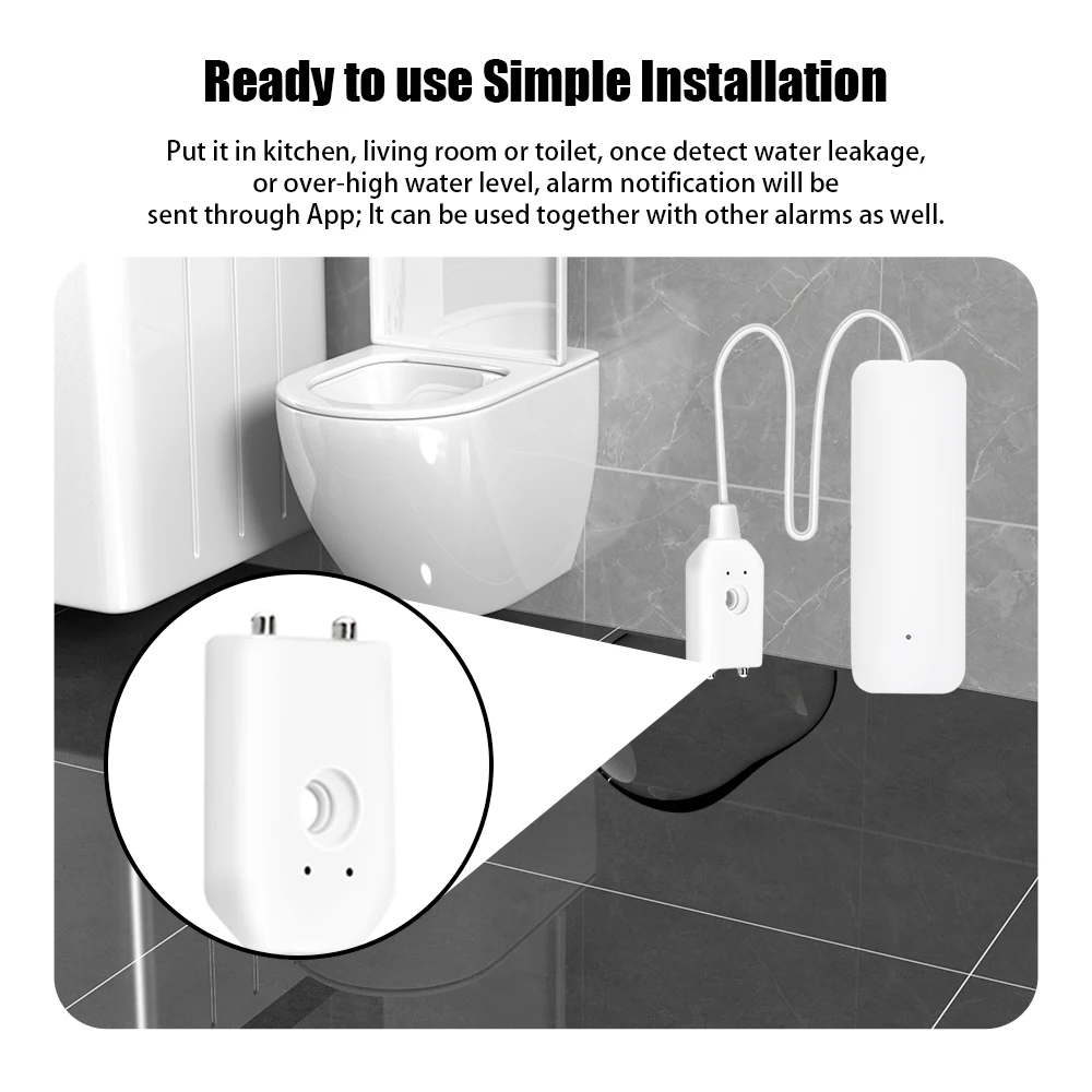 WiFi Tuya Water Leakage Alarm Smart Home Security Alarm System APP Remote Monitoring Leak Detector Sensor Flood Overflow Alert