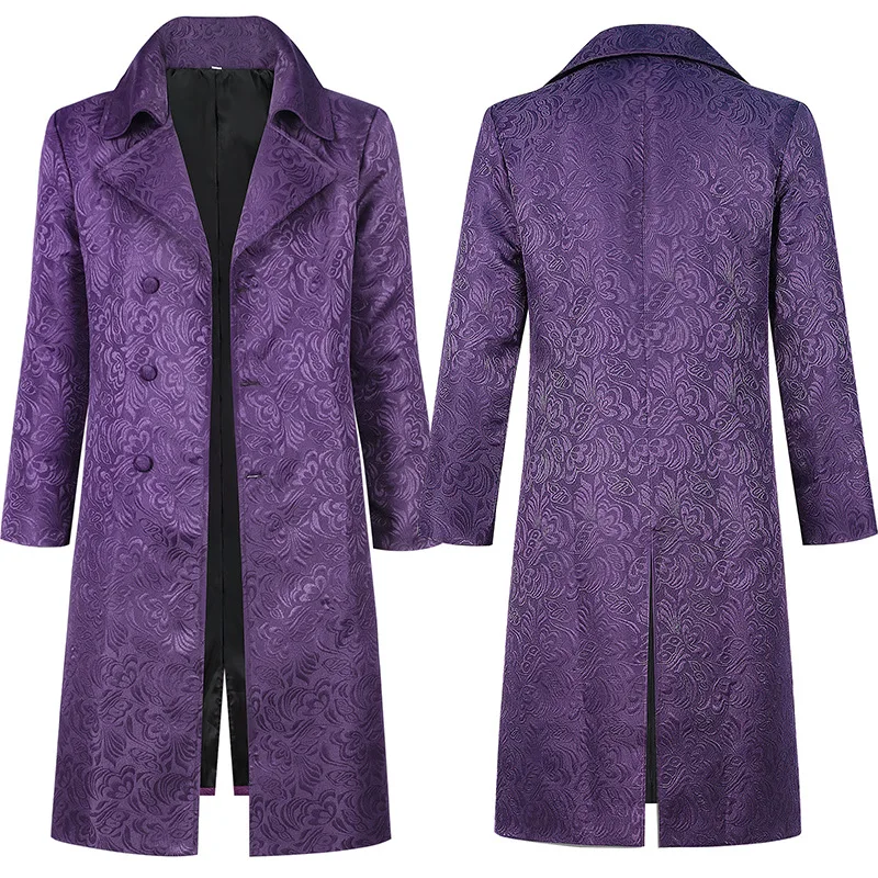 Хэллоуин Клоун Куртка Джаред Лето Джокер Косплей Костюм Дисфраз Мужчины Фиолетовый Длинное Пальто Тренч Взрослый Клоун Необычный Костюм Cos