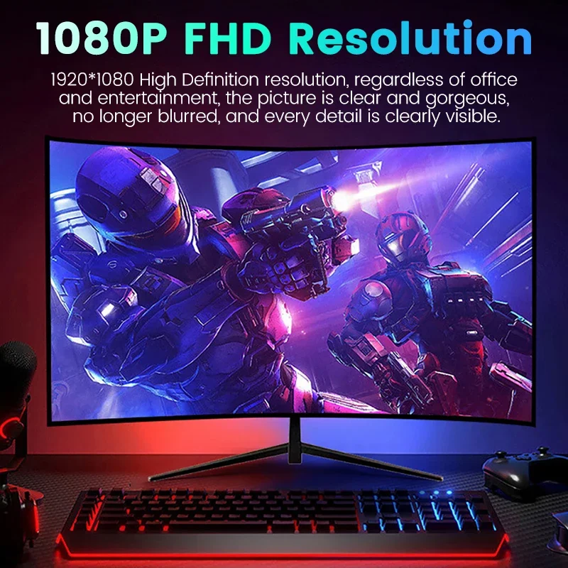 24 Inch FHD 100Hz Desktop Monitor 1920*1080 100%SRGB 1MS Freesync Gaming Computer Display IPS VA Curved Straight Screen HDMI/DP