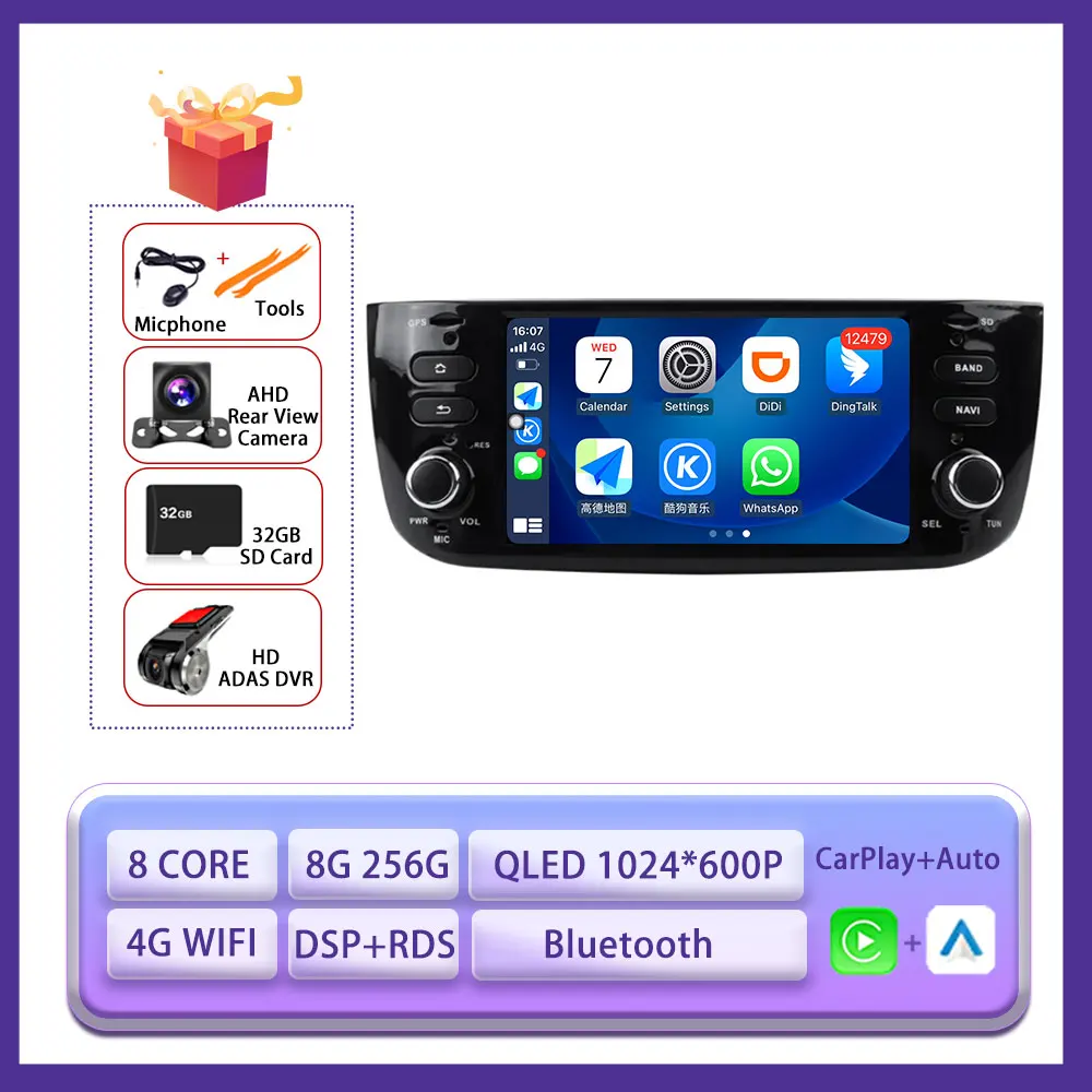 6.2 "Android 15 Auto Carplay Radio Voor Fiat Linea Punto EVO 2012-2015 Stereo Autoradio Multimedia Speler GPS Navi scherm Gereedschap