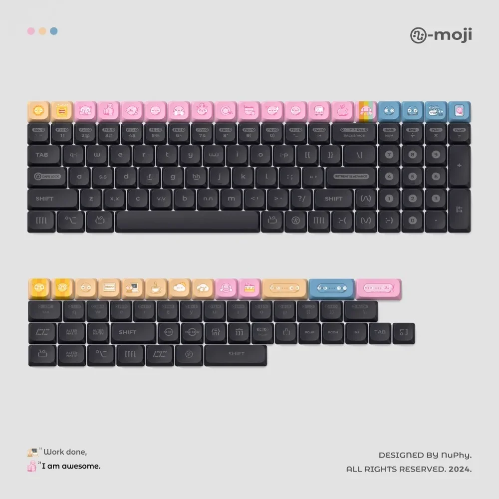 NuPhy Numoji 150pc Keycap PBT 5 Side Thermal Sublimation nSA Profile Small Full Set for Dwarf Shaft Hot Swap Mechanical Keyboard