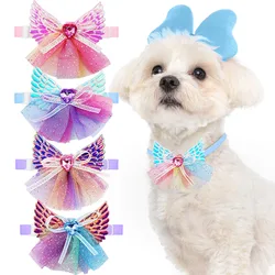 10PCS Lace Diamond Dog Bow Tie Small Dog Cat Puppy Bowties Wedding Dog Supplies Dog Grooming Accessories For Small Dogs