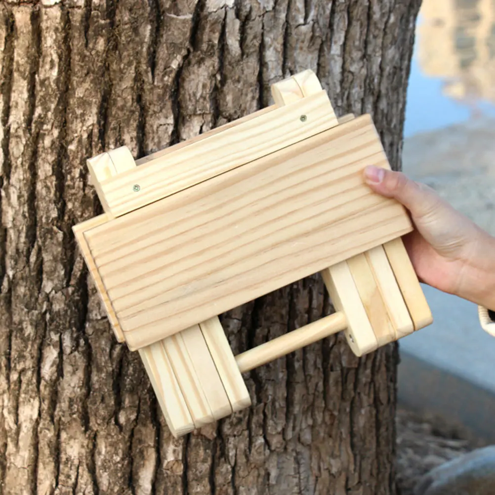 

1pc Wooden Foldable Stool Light Yellow Compact For Outdoor Picnic Fishing Travel Use Camping Chair Folding Stool Outdoor