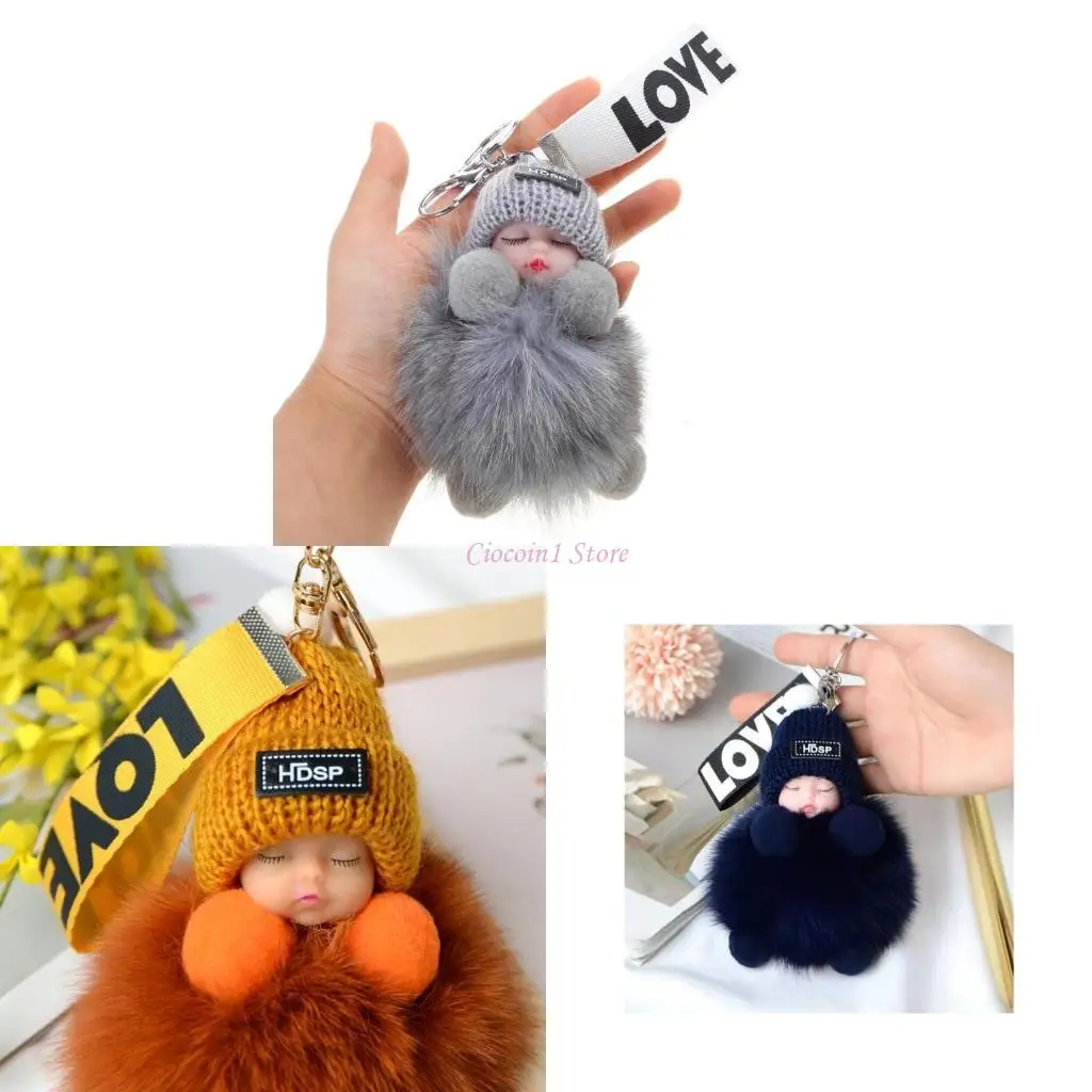 

Y1UB Sleep Baby Baby Chepchain Мягкий мех маленькие милые украшения аксессуары для шарма Keyring Декоративная игрушка для для