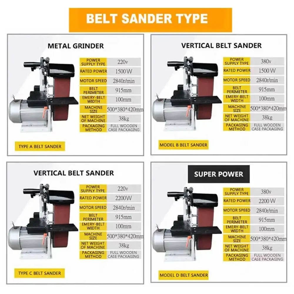 2200w High Power  915 Vertical Belt Sander LL10-11LG Sander Wide Face Bench Grinder for Metal Wood, Belt Sanding Machine