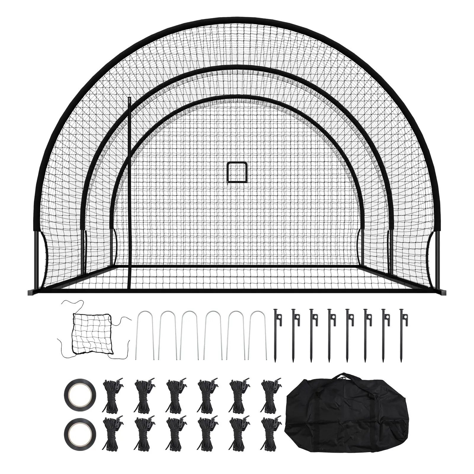 Baseball Batting Cage, 19.9 x 12.0 x 8.2 FT Freestanding Portable Batting Cage, Hitting Cages with 30-Ply Knotted HDPE & Pitchin
