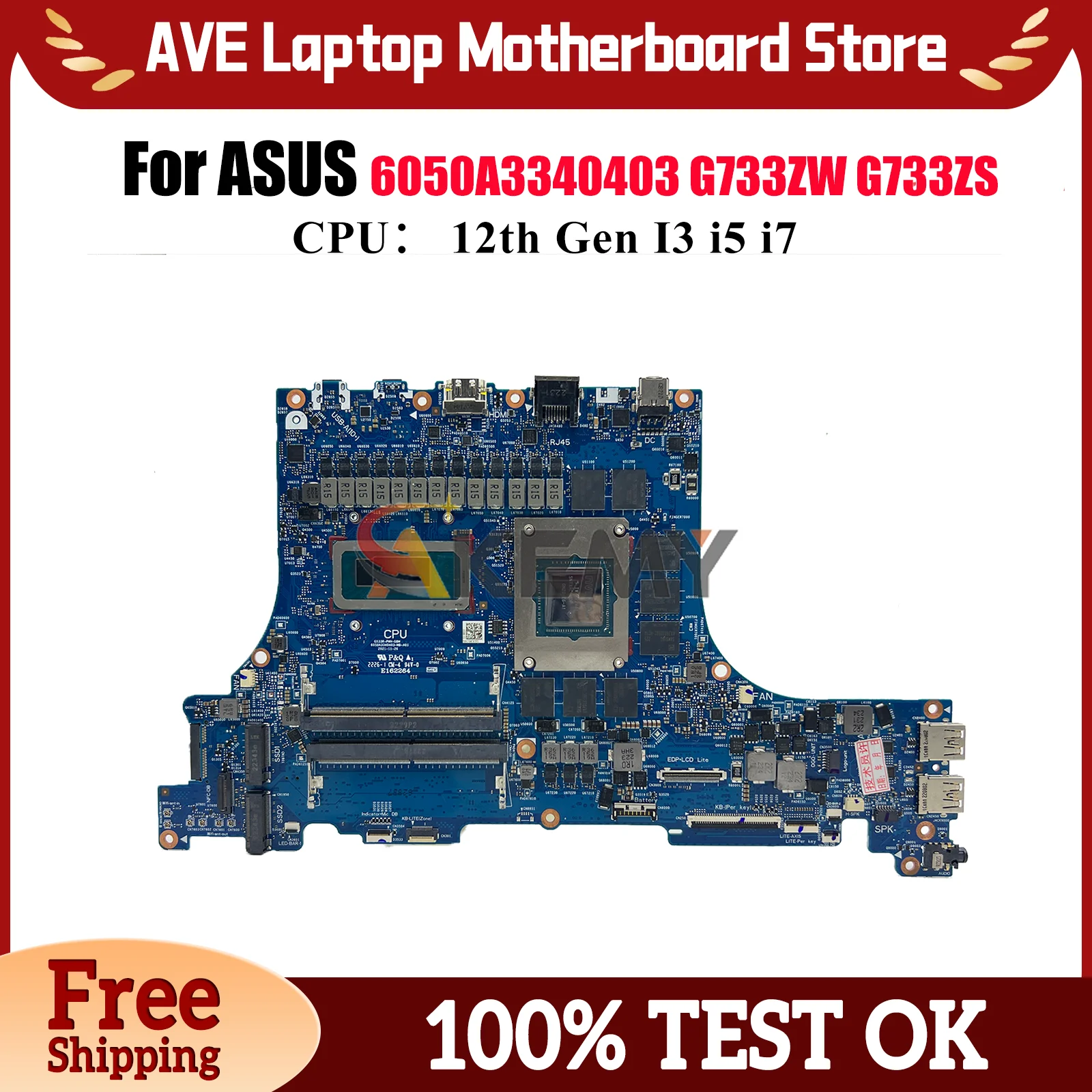 

6050A3340403 Материнская плата для ноутбука ASUS ROG Strix SCAR 17 G733Z G733ZM G733ZW G733ZS Материнская плата с 12-го поколения I3 i5 i7 tests ОК