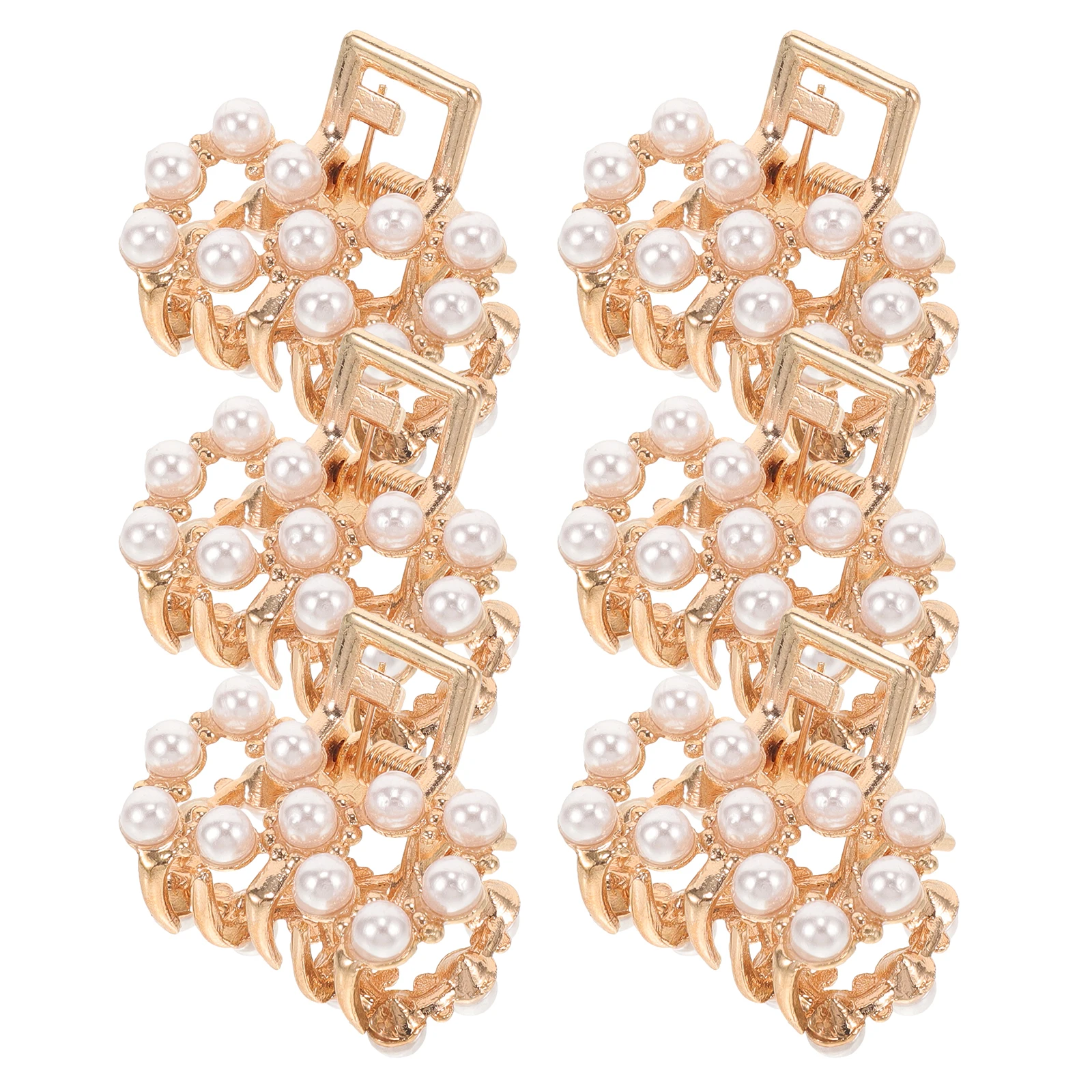 

6pcs Pearl Hair Clips Claw Mini Alloy Strong Durable Small Hair Accessories For Women Face Washing Make Up Cooking Use