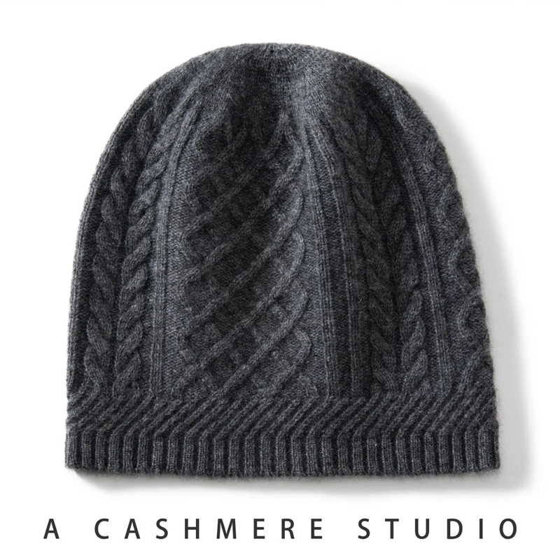 

2025 Hot Sale New Autumn Winter Women Hats 100% Cashmere Knitted Headgears Soft Warm Thick Hat Fashion Twisted flower Girl Cap