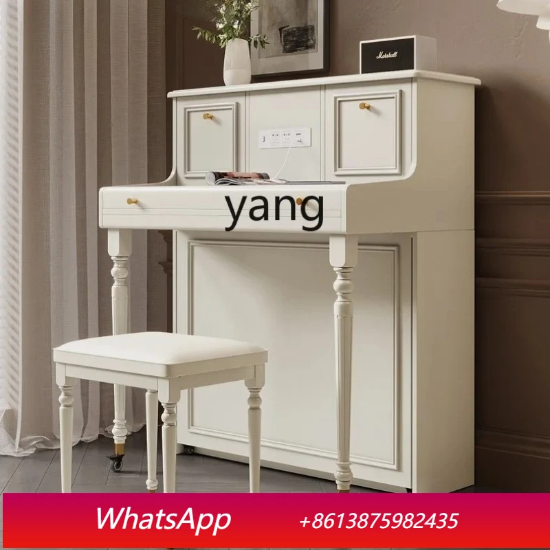 

LMM cream wind retractable island platform household French small apartment folding dining table and chair combination