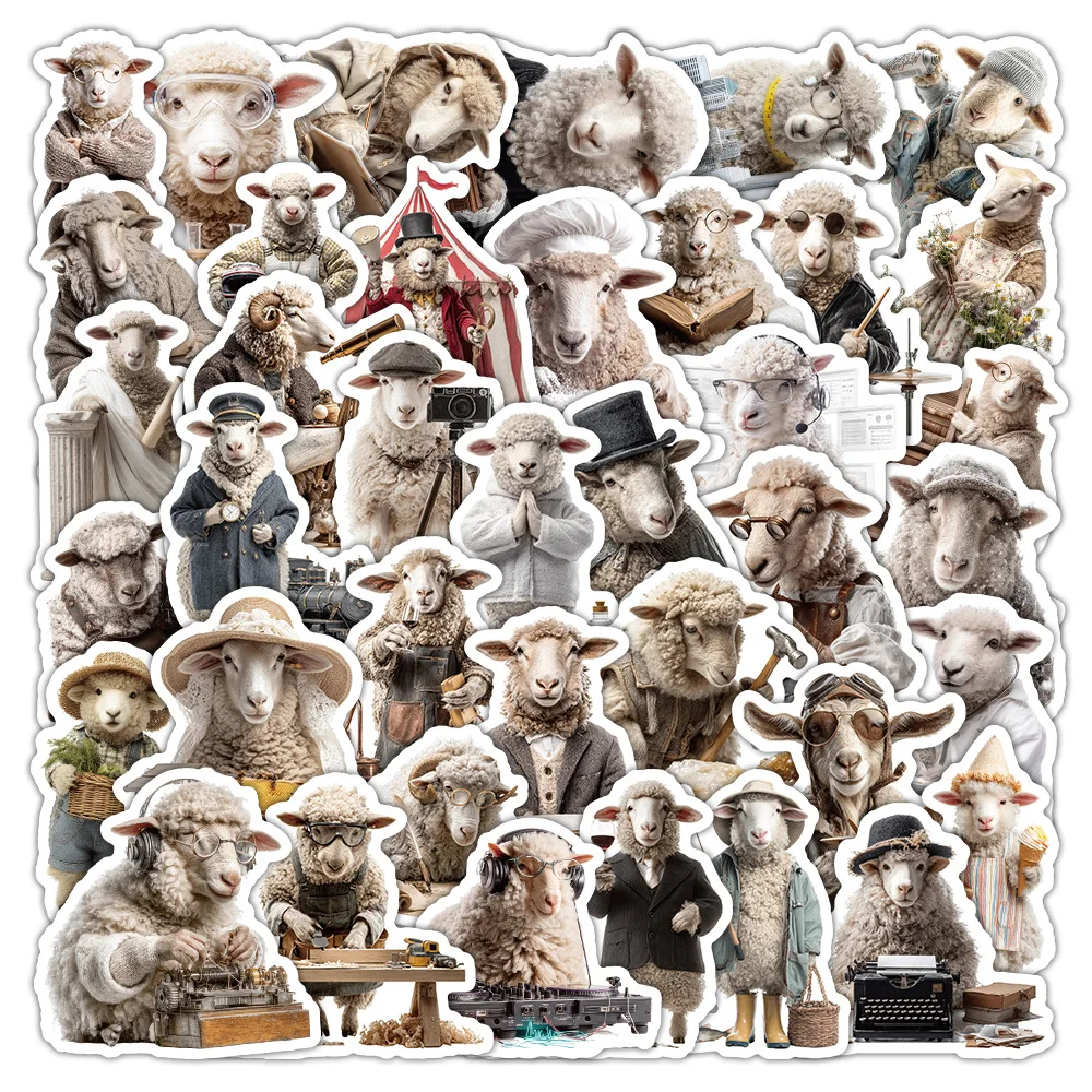 50 pieces of twelve zodiac animal small sheep stickers - high-definition quirky decorative wall art stickers
