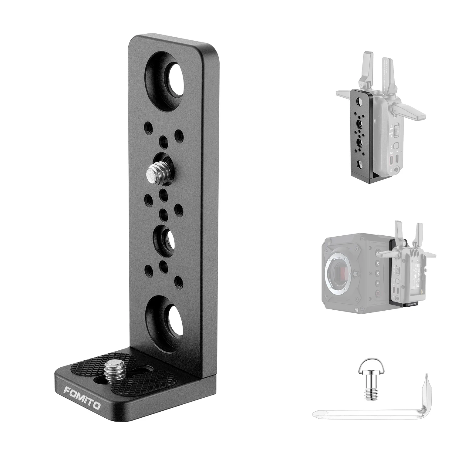 Fomito L‑Bracket Aluminum Plate 15kg Load Vertical Horizontal Mount for Wireless Transmitter Z‑CAM Rig Cage LED Light