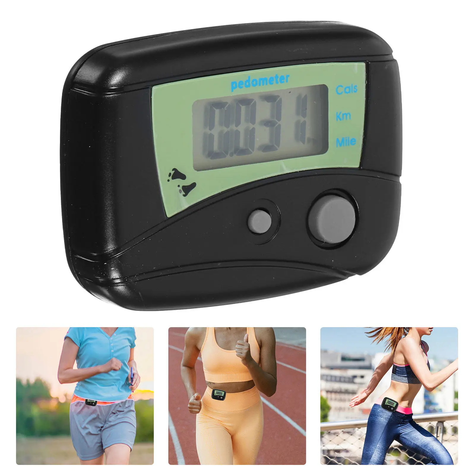 Portable Digital Pedometer Black Multi-Functional LCD Display Step Calorie Counter Distance Walking Jogging Tracker