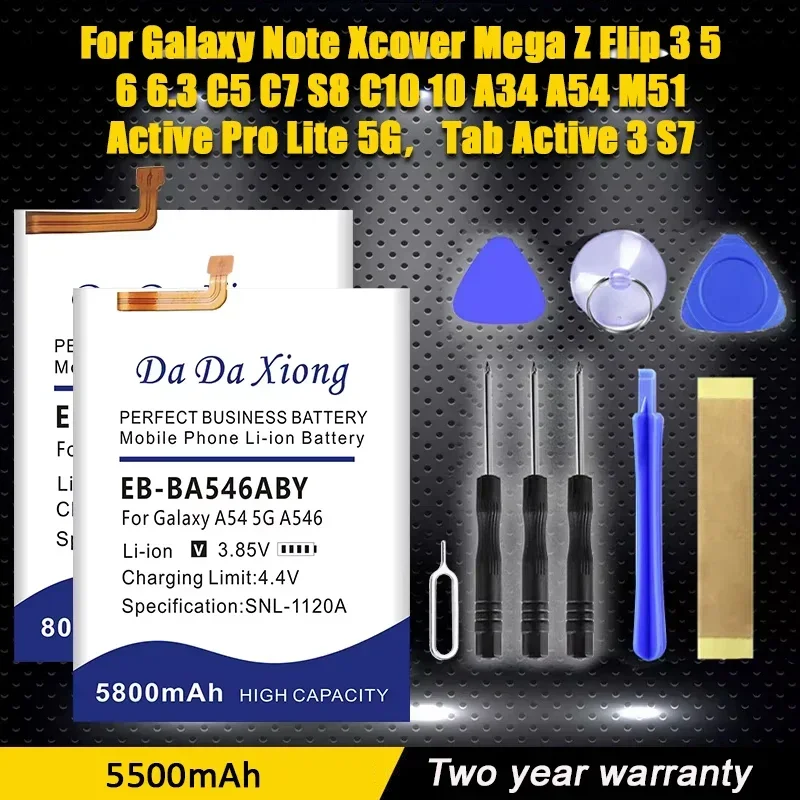 סוללה עבור גלקסיה samsung xcover מגה z להעיף 3 5 6.3 c7 s8 c10 10 10 a34 a54 m51 פרו lite פעיל lite 5 גרם, טאב פעיל 3 s7