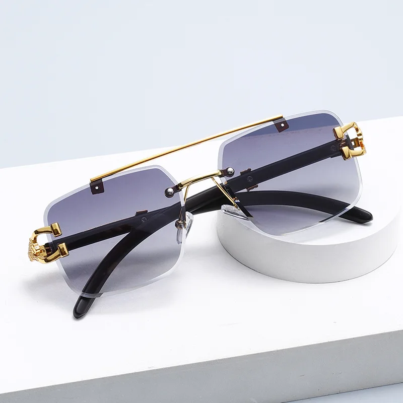 

2026 New Retro Rimless Cut Sunglasses Unisex Luxury UV400 Anti-UV Borderless Rectangular Trendy Shades