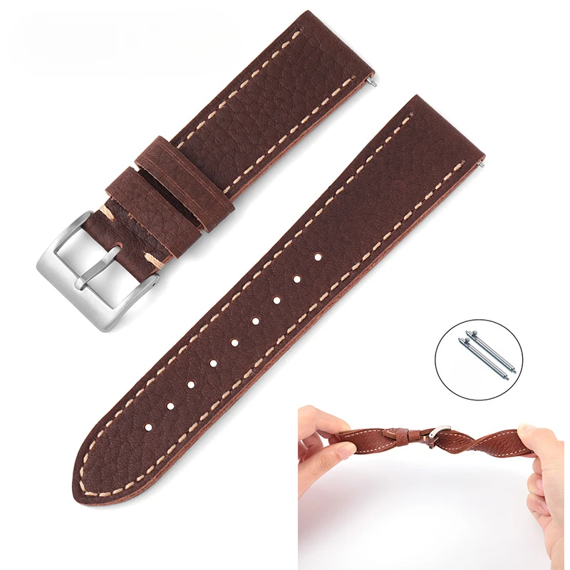 Handmade   outdoor handmade 20mm22mm throwing pattern cowhide men's  strap switch ear smart strap