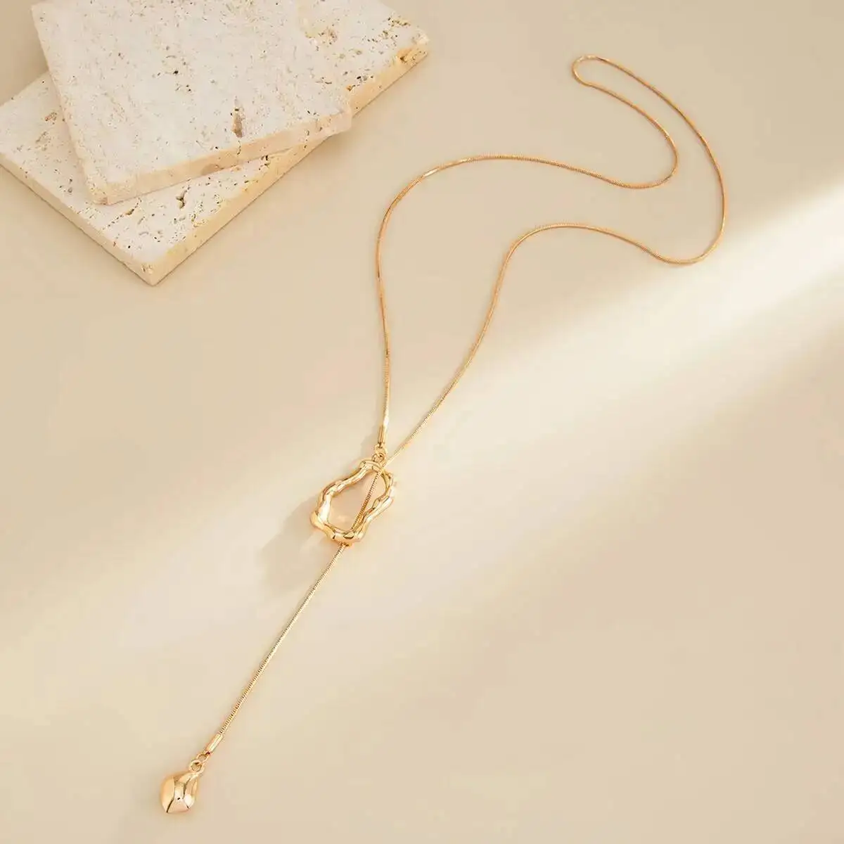 Unique Sexy Long Chain Geometric Pendant Choker Necklace for Women Vintage Adjustable Sweater Cross Chain Jewelry Gift image 4