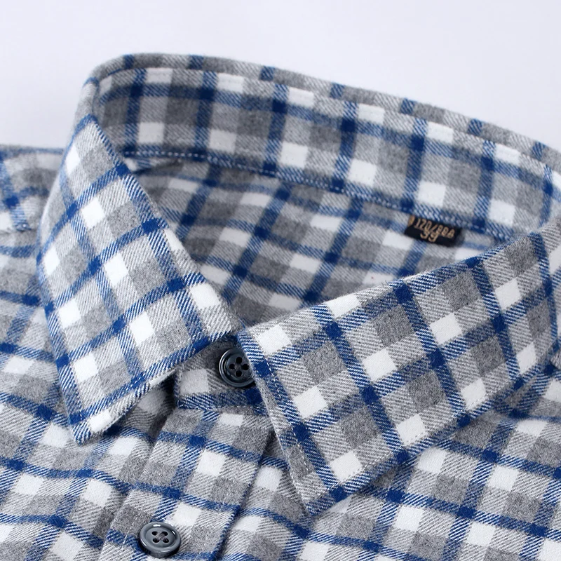 2024 High Quality 100% Cotton Plus Size 5xL Man Long Sleeve Shirt Fashion Plaid Casual Striped Dress Business Work Men Shirts