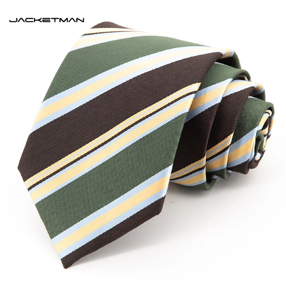 high-quality-fashionable-tie-with-green-coffee-yellow-stripe-pattern-for-men's-business-dress-shirt-accessories-8cm-wide-cravat
