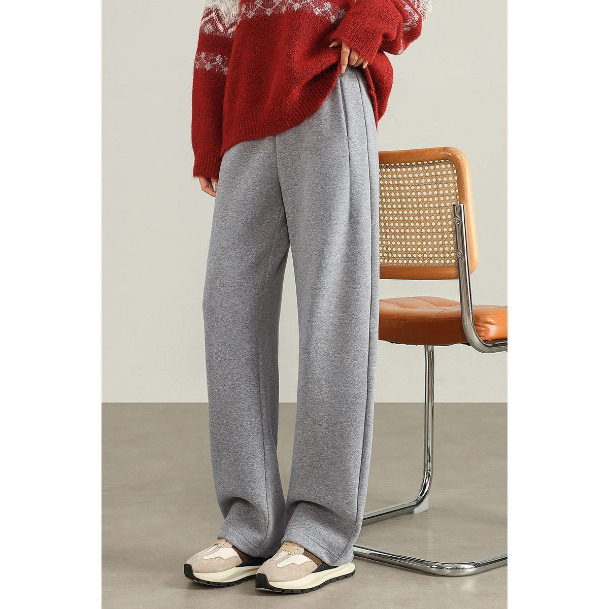 SENTUBILA 캐주얼 루즈 팬츠 여성 가을 겨울 2025 솔리드 다용도 포켓 팬츠 니트 출퇴근 여성 바지 154KN2818