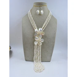 6MM AAA Natural Freshwater Pearl Necklace/Earring Set. Women's Wedding Jewelry