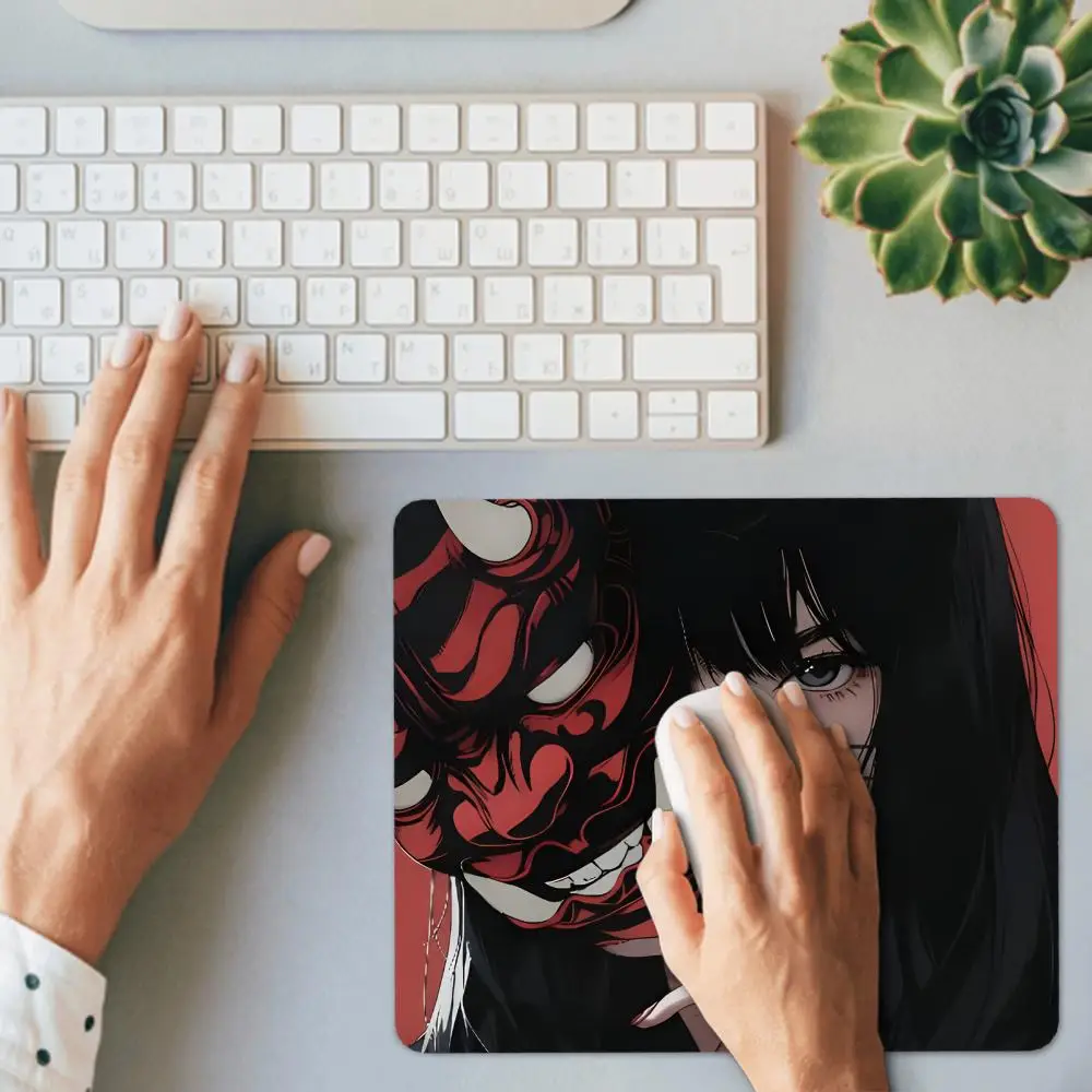 45x40 Non-slip Mousepad Mask Girl Speed Table Pad E-Sports Keyboard Oni Mice Mat Game Professional Premium Suture Edge Deskmat