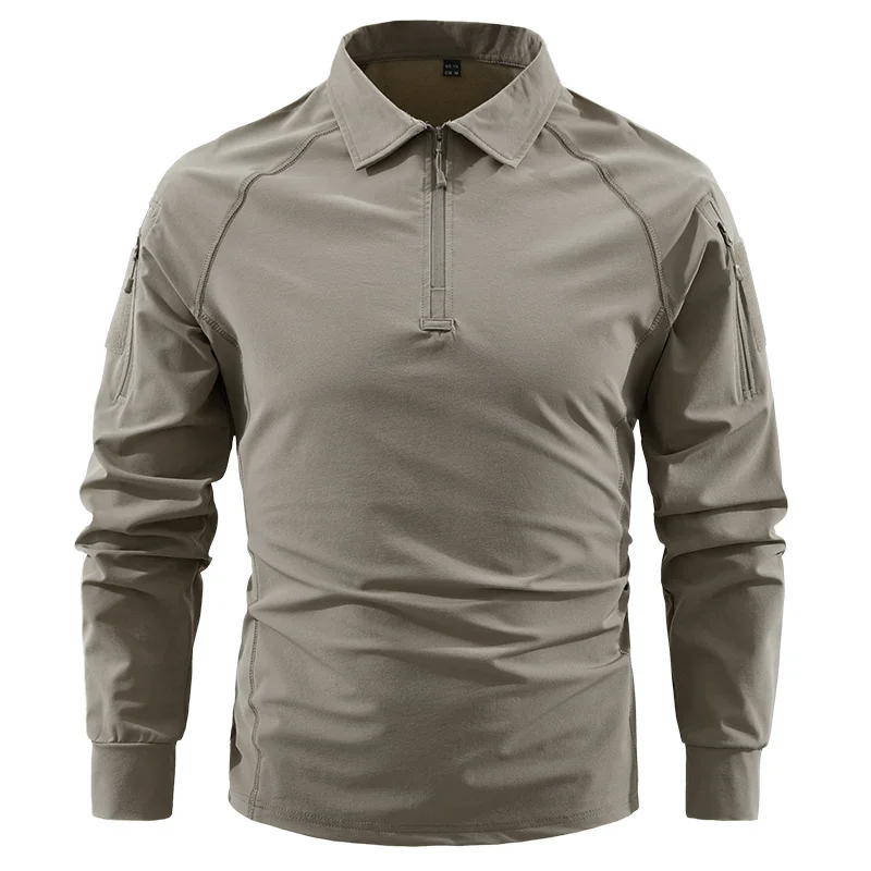 Men's Long Sleeve Combat Shirt Men 1/4 Zip Tactical Long-sleeved T-shirt Tops Outdoor Quick Dry Hunting Training Hiking T-shirts