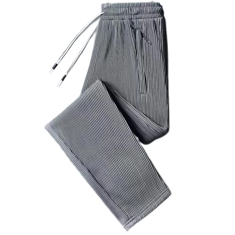 Ice Silk Men's Summer Qui Dry Loose Large Size Casual Nine-Piece Pants Thin Air Conditioning Trousers Straight Leg Long Pants